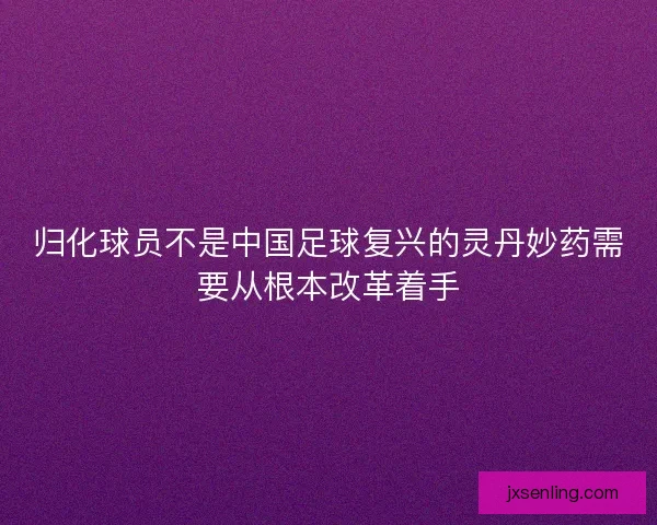 归化球员不是中国足球复兴的灵丹妙药需要从根本改革着手